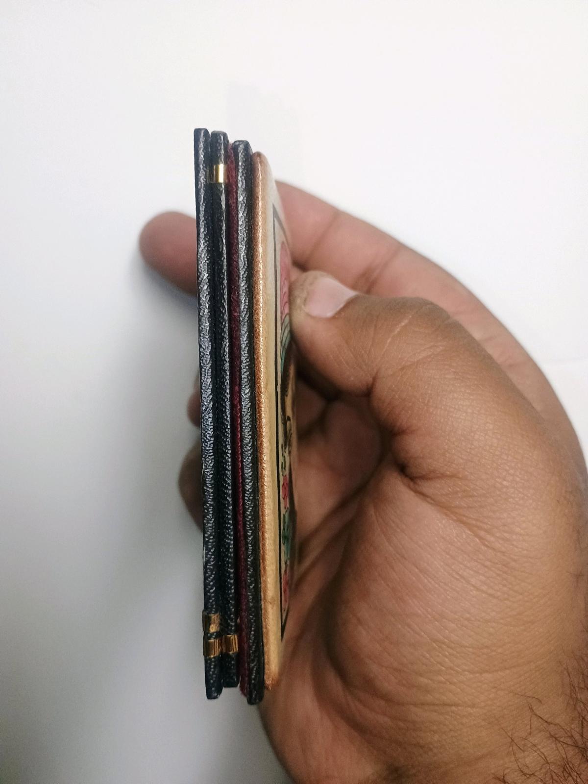 A 1970s Hippie Girl Fold Over Mirror Compact Faux Leather