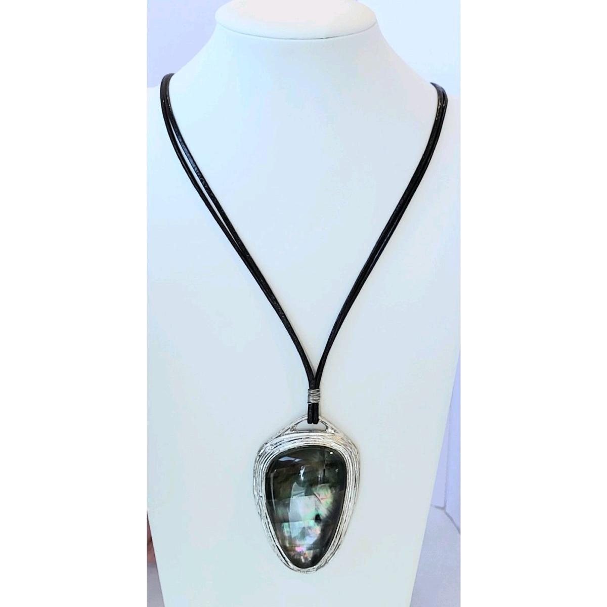 RLM Robert Lee Morrison Soho Abalone Pendant Corded Necklace