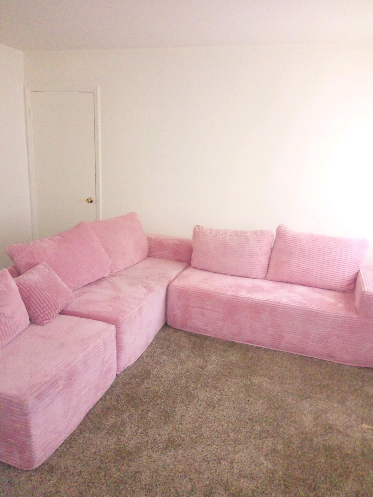 Pink Cloud Boneless L Shaped Sectional