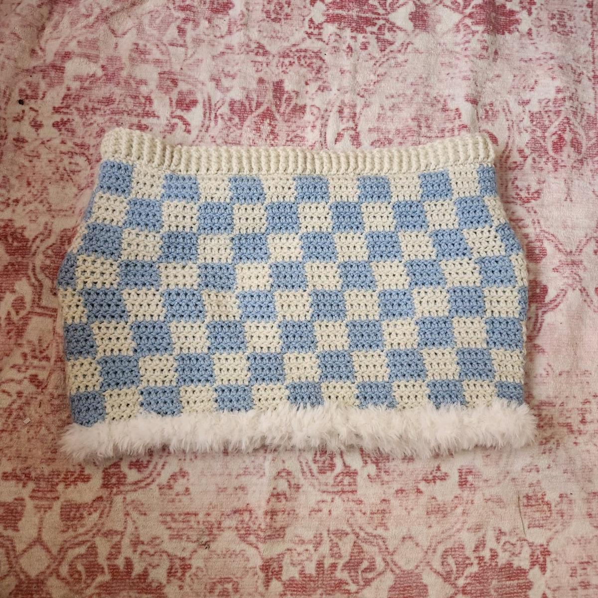 crochet checkered skirt