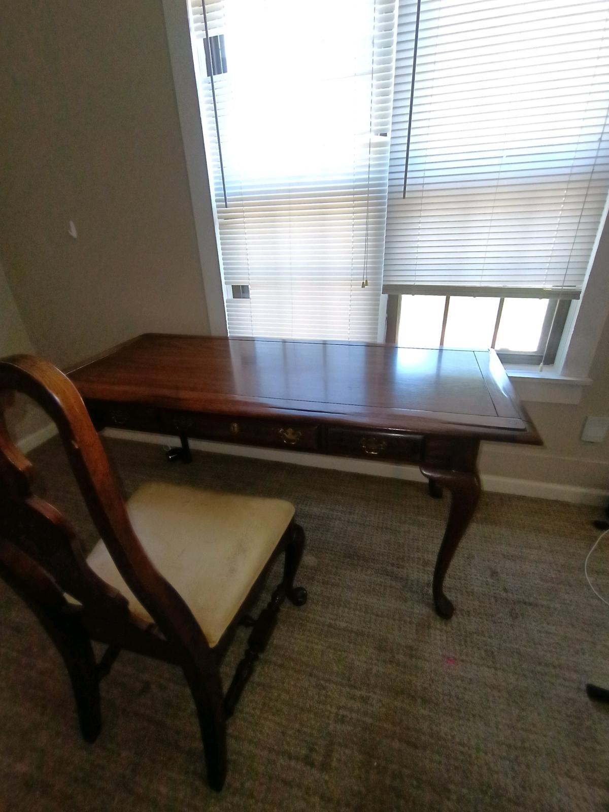 Queen Anne antique writing desk and chair set