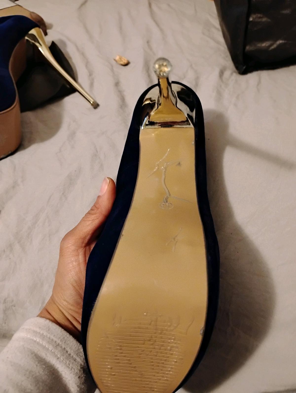 blue suede heels