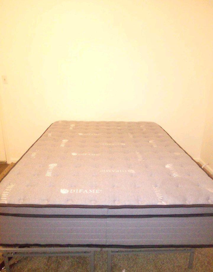 Queen size 14 inch mattress bed frame included