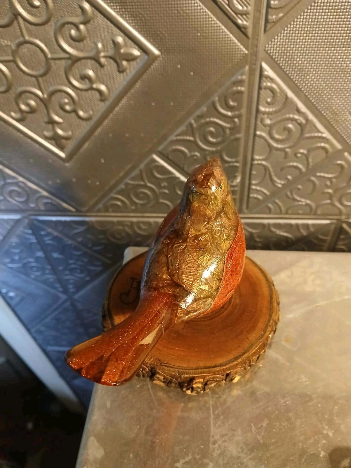 Bird Figurine Handmade Collectible Bird Wood Stand Art