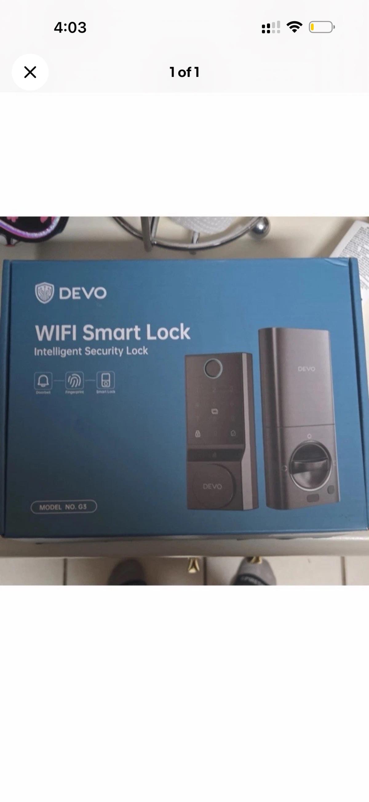 DEVO WiFi Smart Lock G3 Doorbell Fingerprint Intelligent Sec