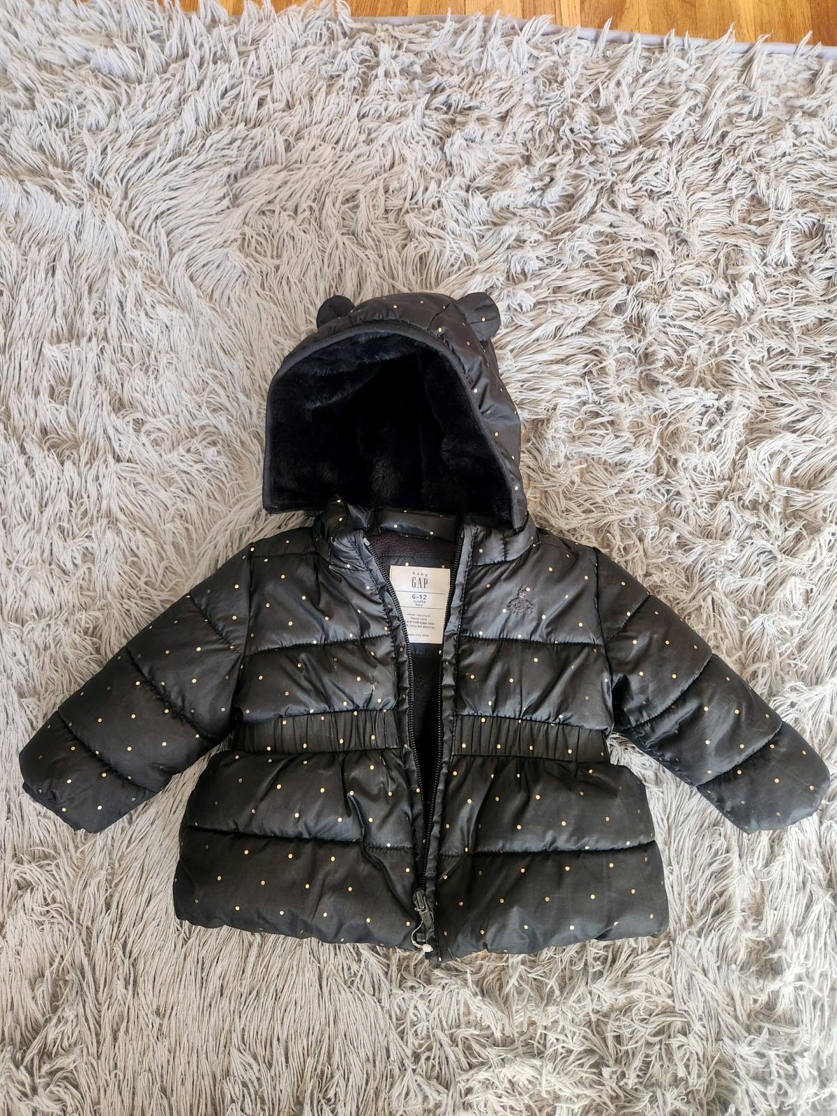 GAP Black Toddler Puffer Jacket with Gold Dot Print