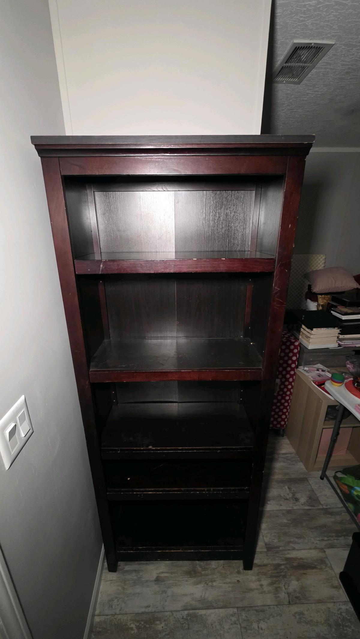 Dark Tall Wood Bookshelf