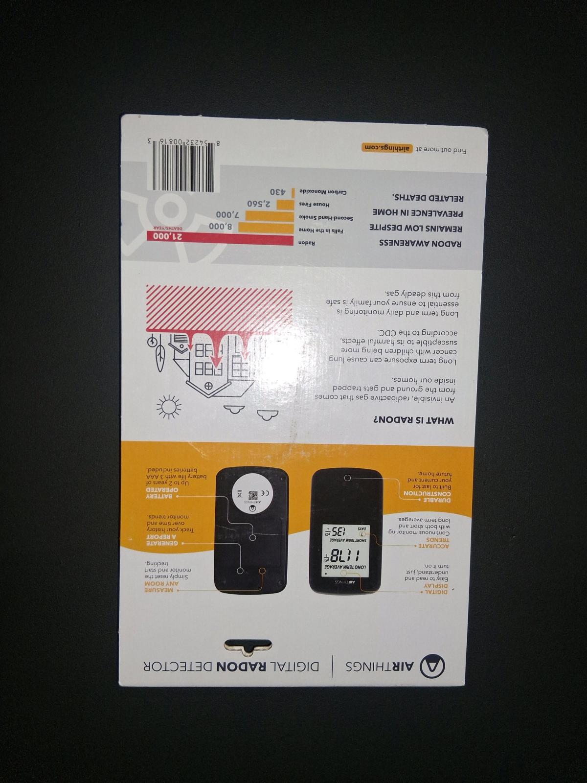 Airthings Digital Radon Detector New