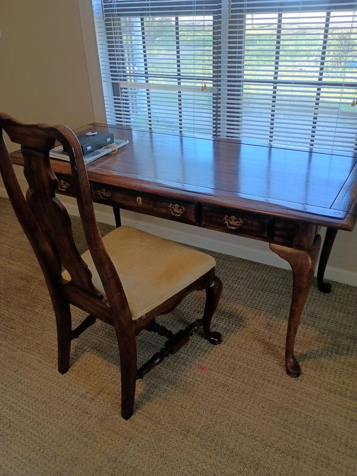 Queen Anne antique writing desk and chair set