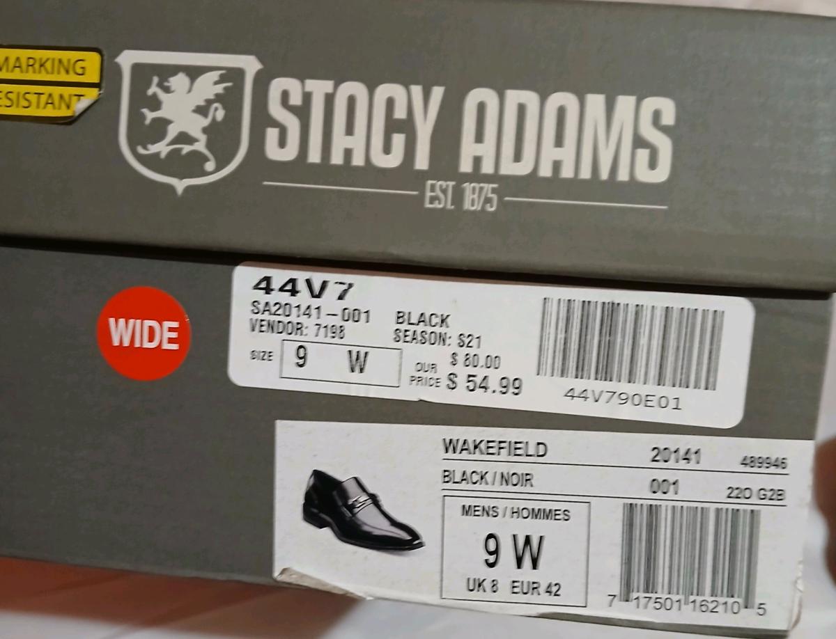 black Stacy adams Wakefield shoes size 9w brand new