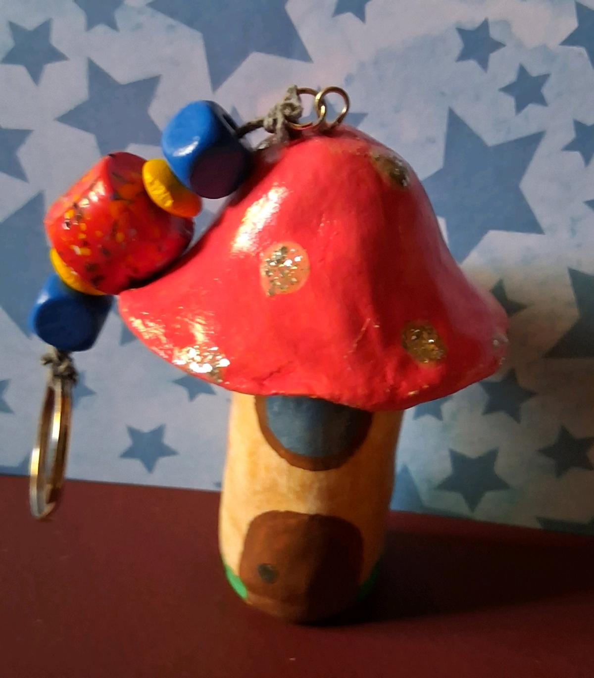 mushroom gnome set keychain