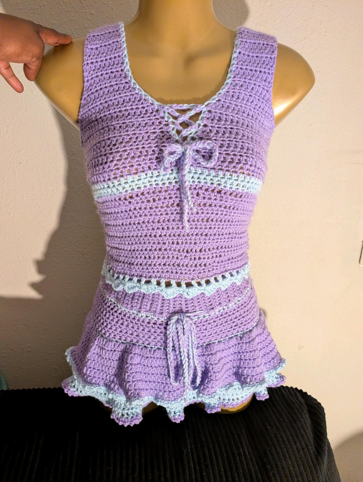 crochet two piece skirt set