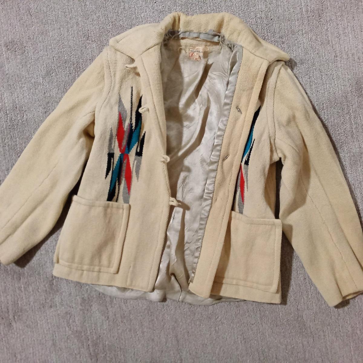Rare 1940s Chimayo Wool SW Indian Blanket Jacket