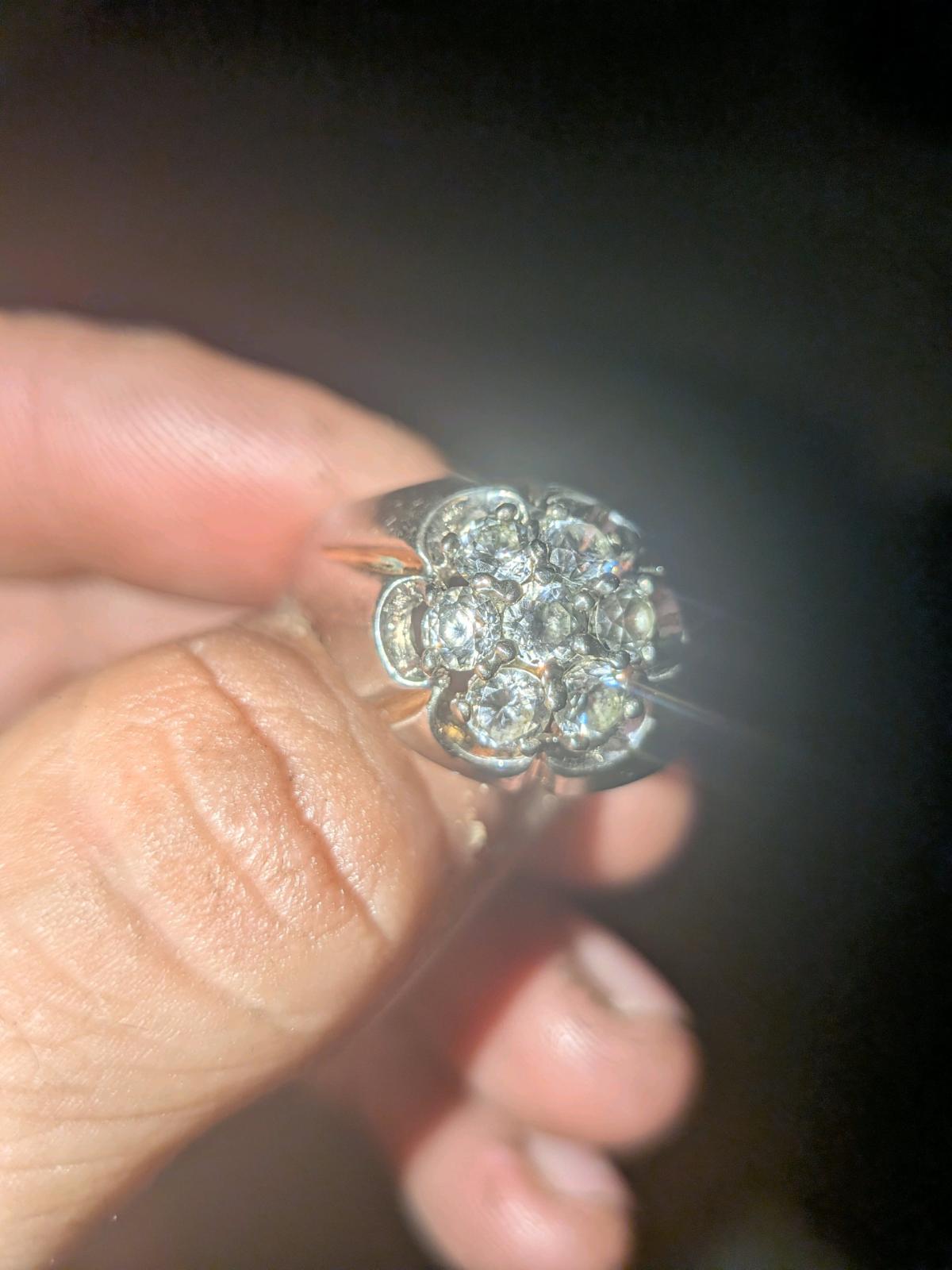 14 k gold diamond cluster ring with over a carat and a half