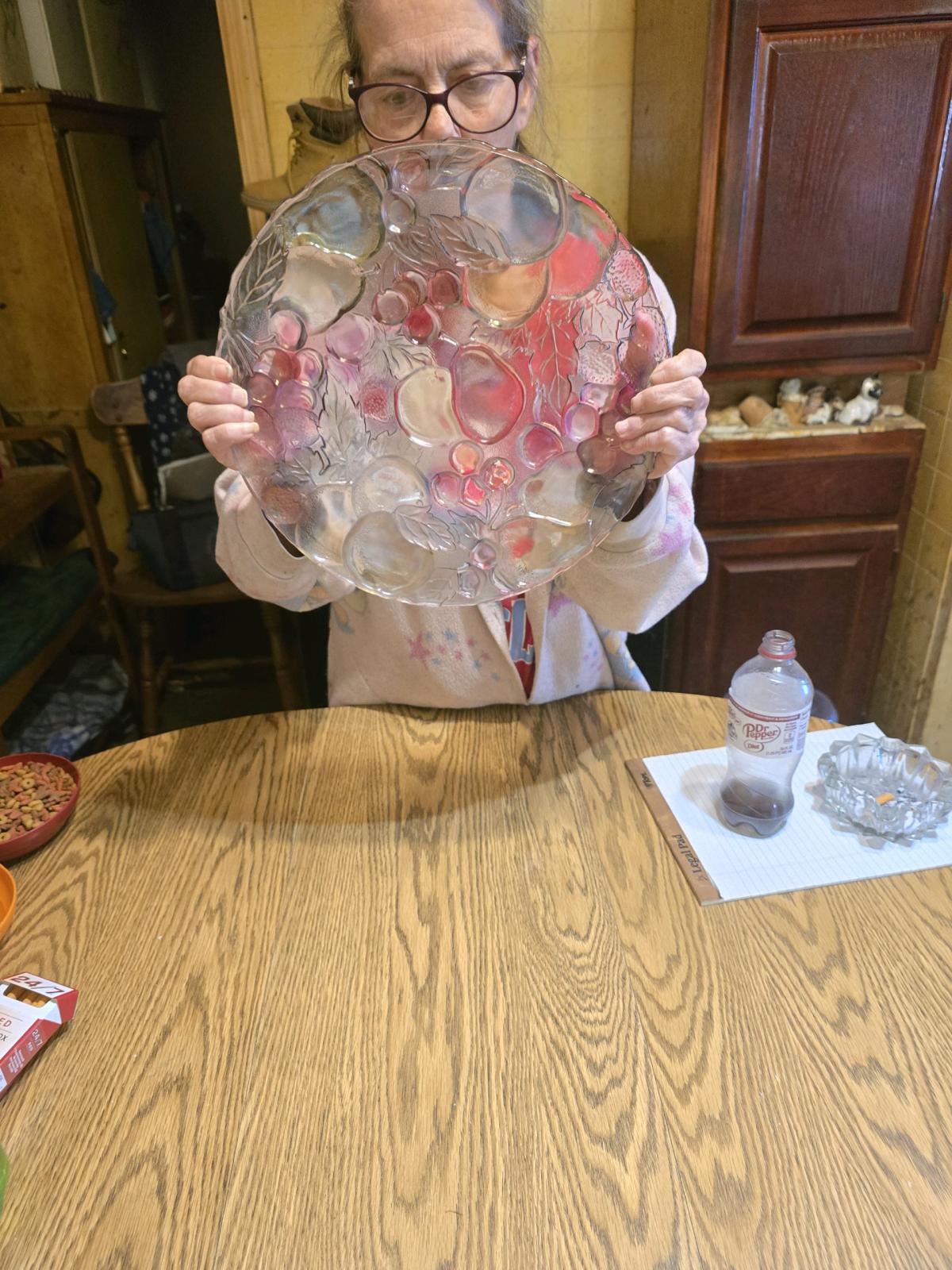 glass plate with decorative stones