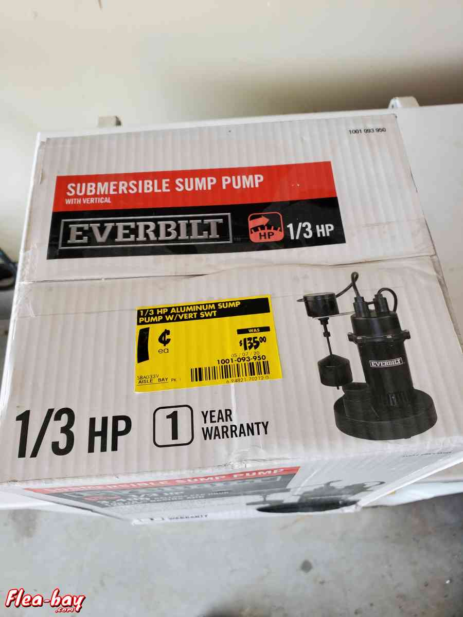 everbilt 1/3 HP sump pump - Campbellsburg, Kentucky - FleaMarketBay