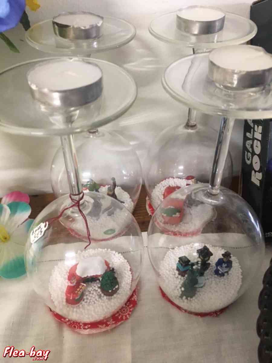 set of 4 snowglobe candle holders - Soddy Daisy, Tennessee - FleaMarketBay