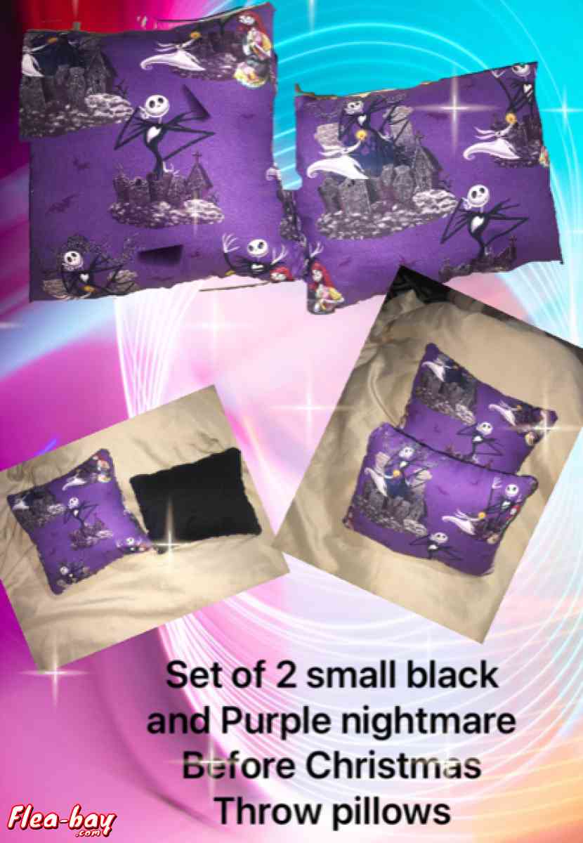 set of 2 nightmare before christmas throw pillows