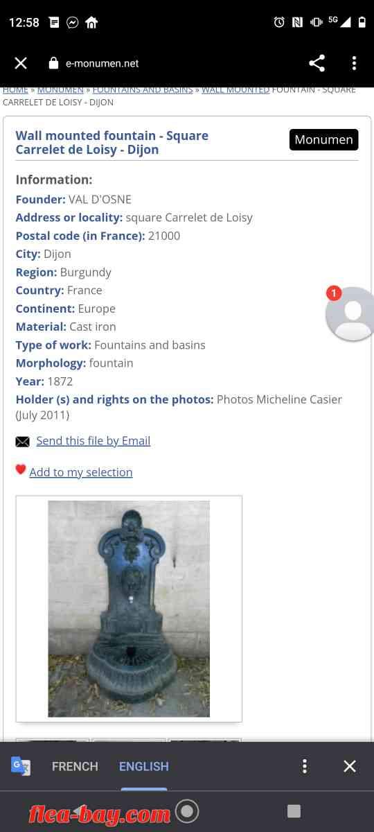 French cast iron monument. used as water feature - Ruskin, Florida - FleaMarketBay