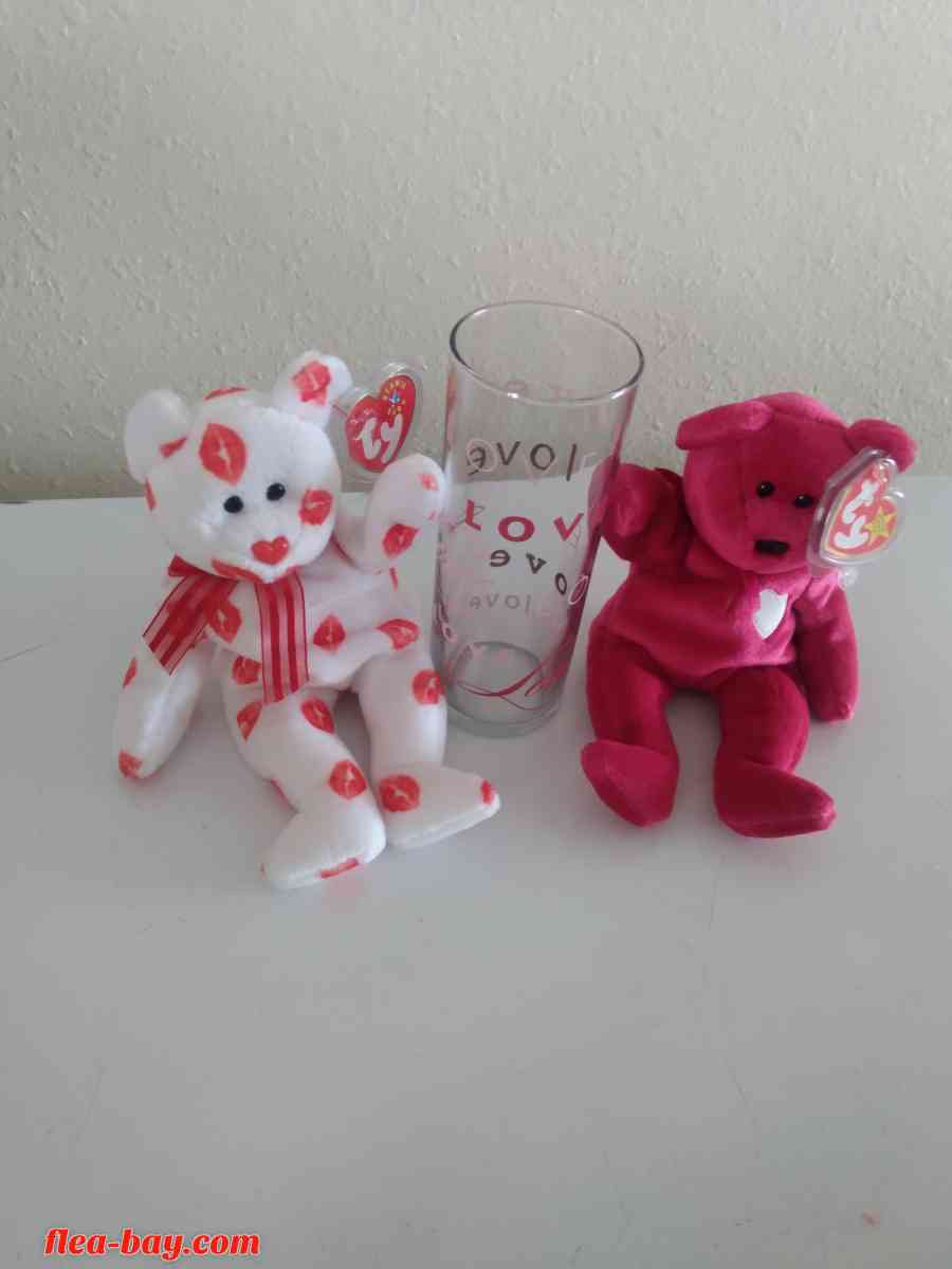 Valentine's beanie babys with flower vase - Wahpeton, North Dakota - FleaMarketBay