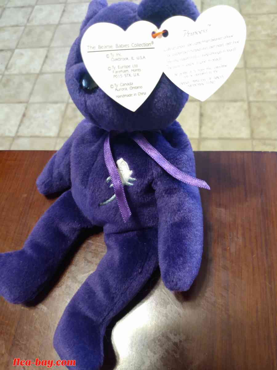Princess Diana Beanie Baby Bear 1997 Original Made In China - Wahpeton, North Dakota - FleaMarketBay