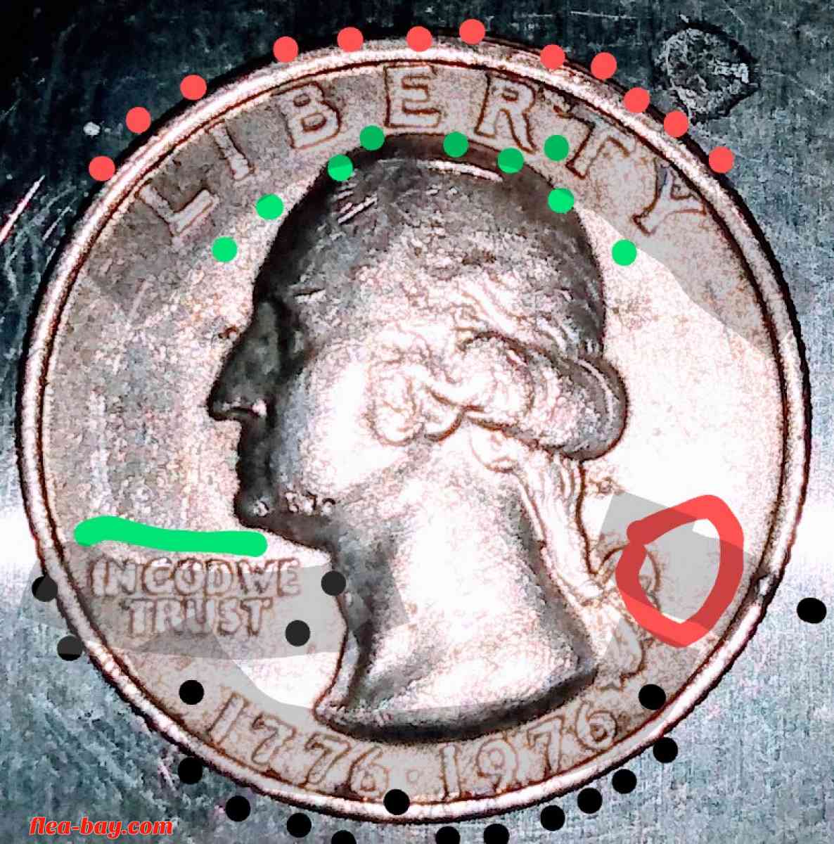 Transitional Bicentennial quarter dollar! 1776-1976/no mint - Kaneohe, Hawaii - FleaMarketBay