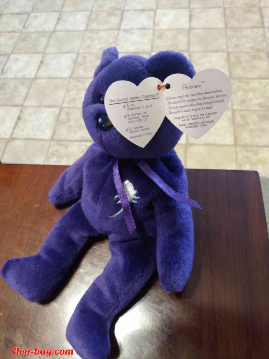 Princess Diana Beanie Baby Bear 1997 Original Made In China - Wahpeton, North Dakota - FleaMarketBay