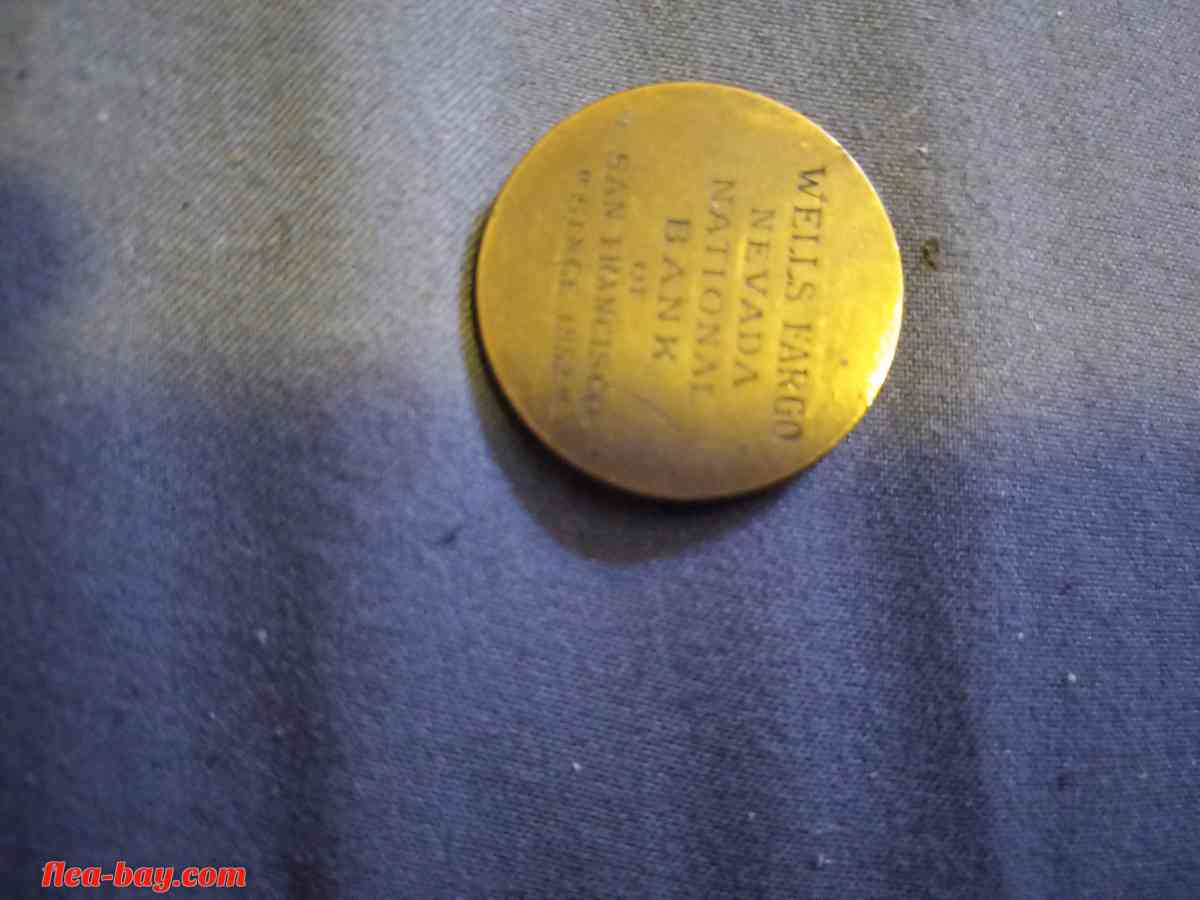 Rare-Antique Wells Fargo medal/coin & Jin stirrups pin - San Francisco, California - FleaMarketBay