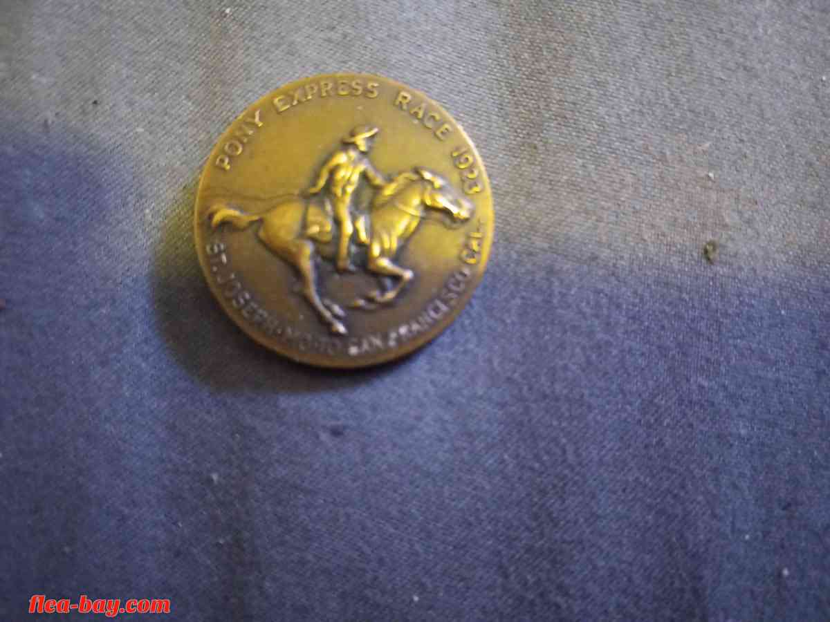 Rare-Antique Wells Fargo medal/coin & Jin stirrups pin - San Francisco, California - FleaMarketBay