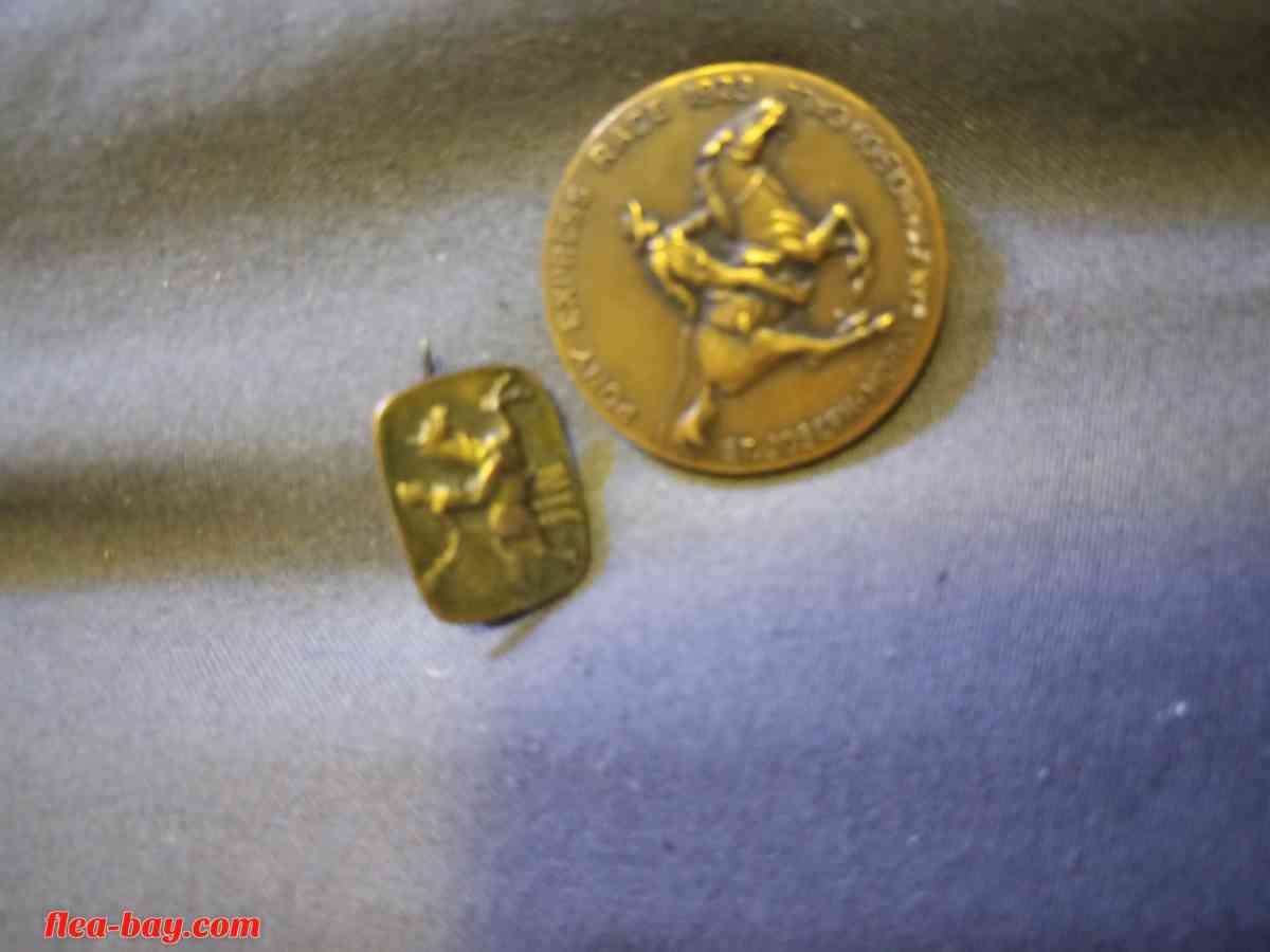 Rare-Antique Wells Fargo medal/coin & Jin stirrups pin - San Francisco, California - FleaMarketBay
