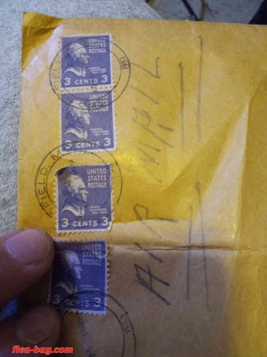 1938 Thomas Jefferson purple 3 cent stamps - San Francisco, California - FleaMarketBay