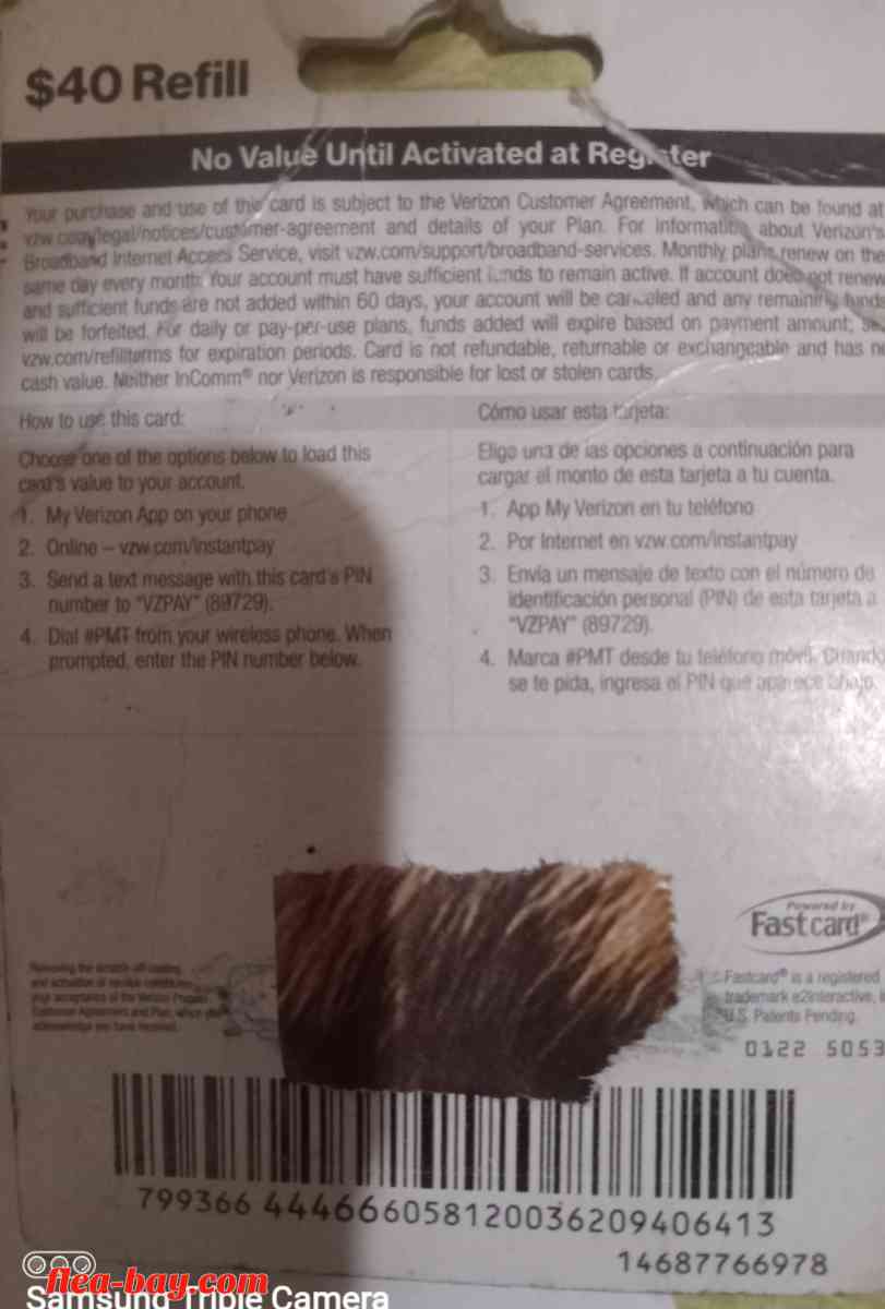 $40 Verizon Refill card - Baltimore, Maryland