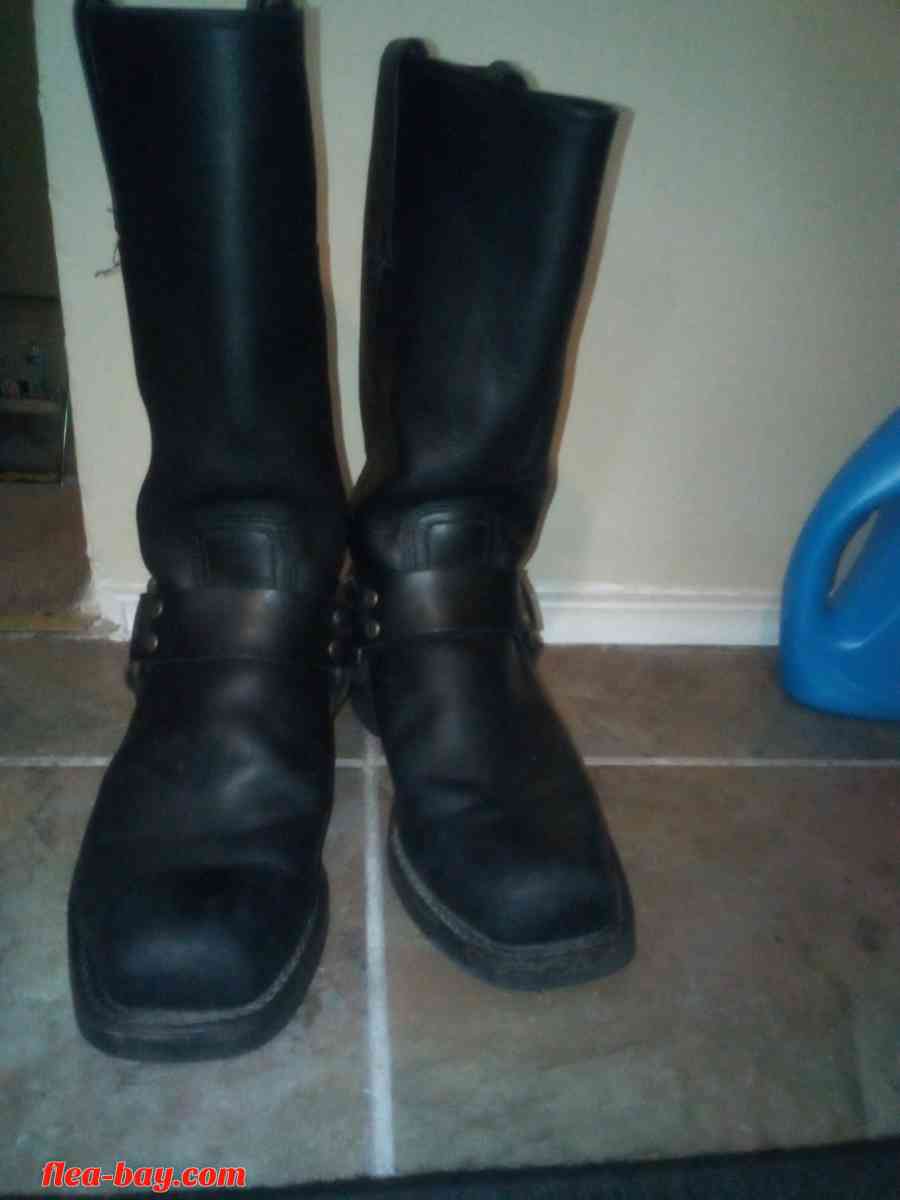 genuine black leather biker boots with harness accents - New Orleans, Louisiana - FleaMarketBay