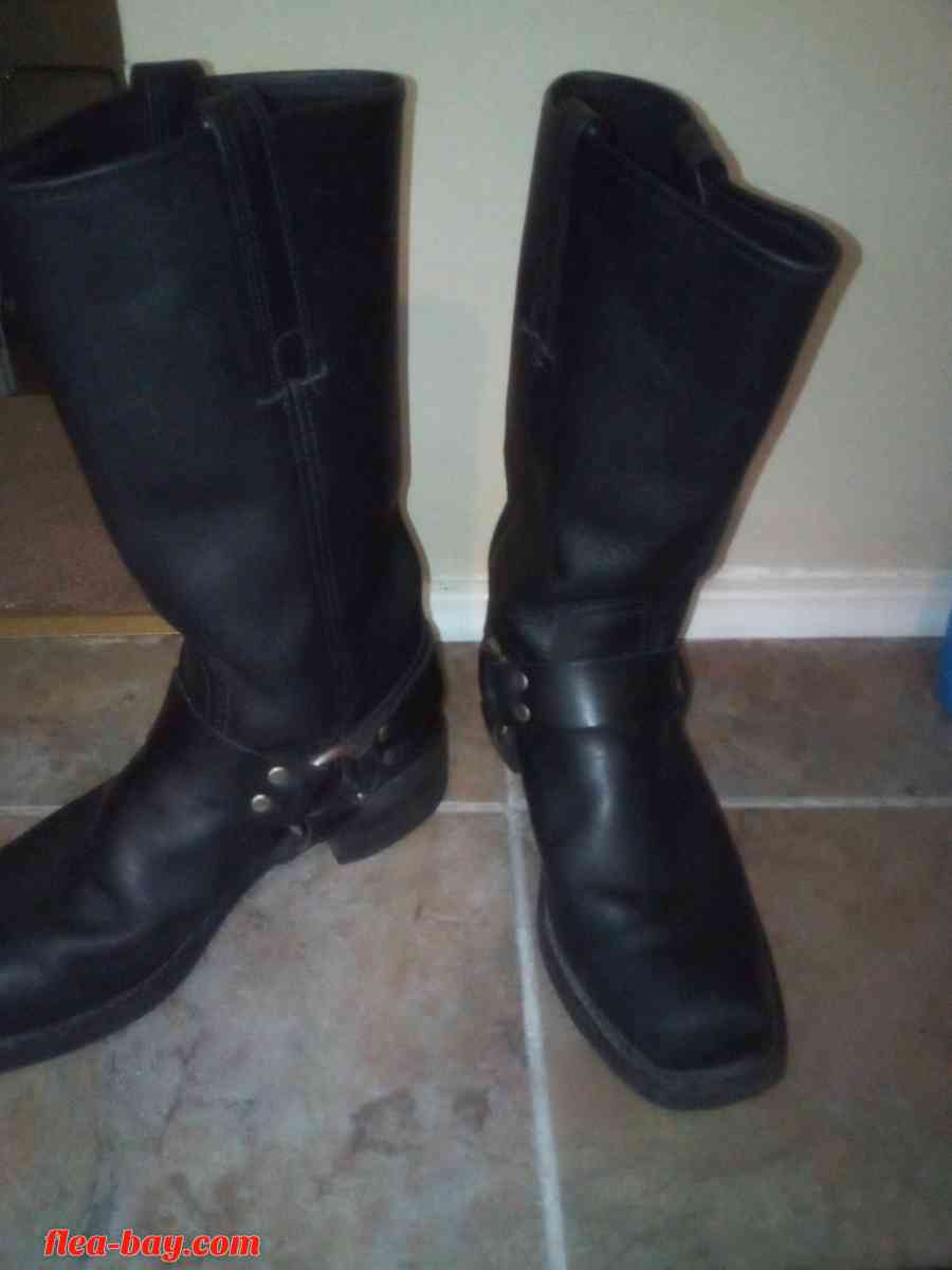 genuine black leather biker boots with harness accents - New Orleans, Louisiana - FleaMarketBay