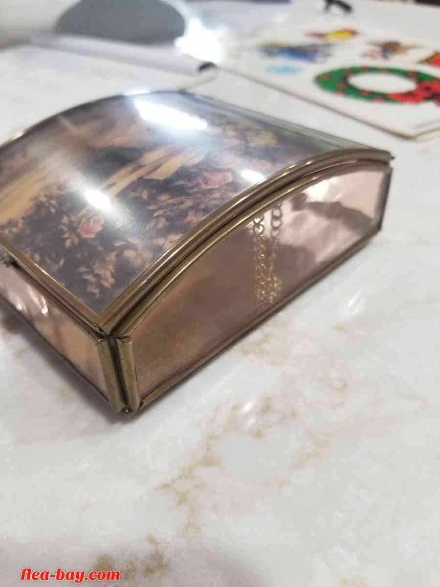 Vintage Glass Metal Trinket Box Jewelry Box - Hobart, Indiana - FleaMarketBay