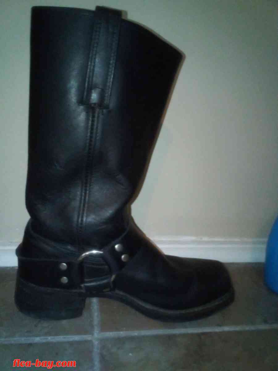genuine black leather biker boots with harness accents - New Orleans, Louisiana