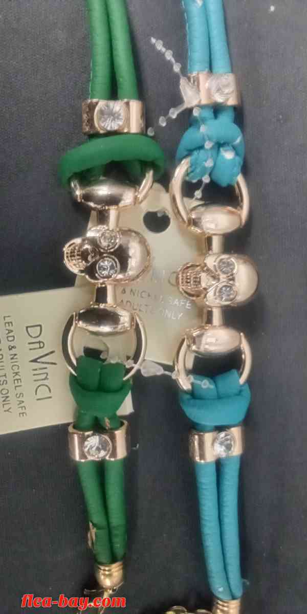 turquoise skull link leather bracelet - Vancouver, Washington - FleaMarketBay