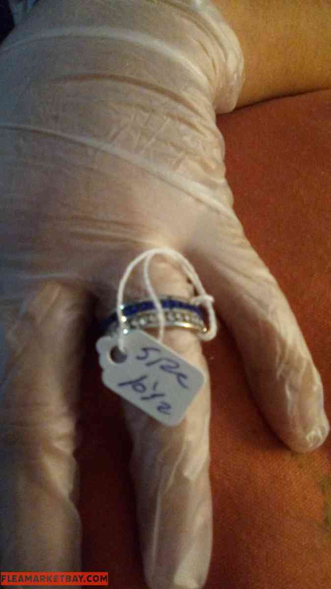 Blue and white cubic diamonds ring - Hartford, Alabama