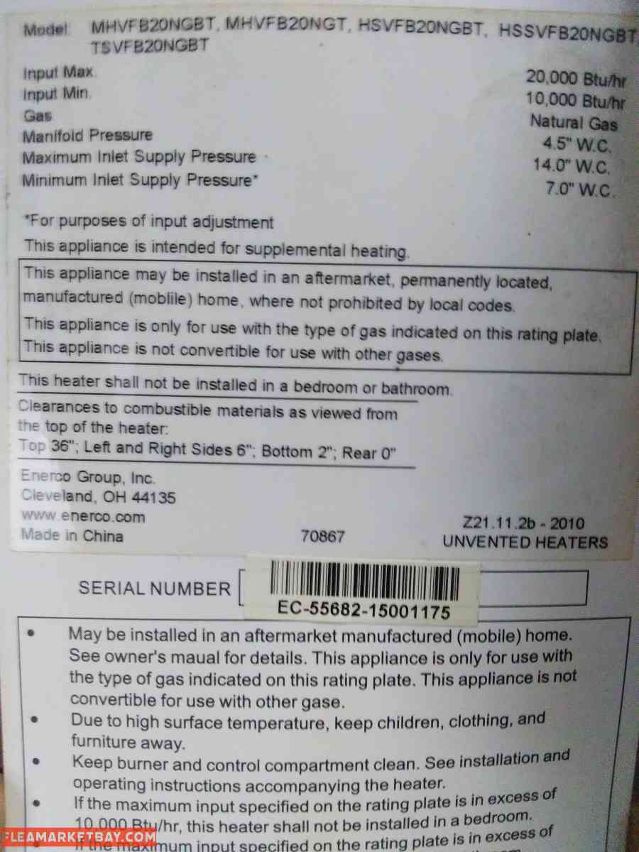 indoor gas heater floor model - Cynthiana, Kentucky - FleaMarketBay