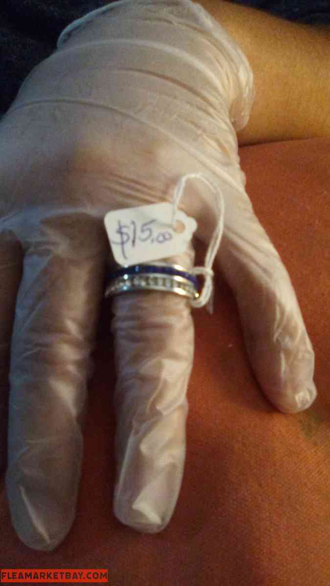 Blue and white cubic diamonds ring - Hartford, Alabama - FleaMarketBay