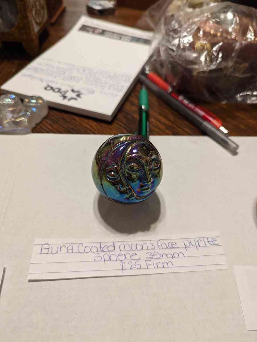 Aura coated moon & face sphere - Derwood, Maryland