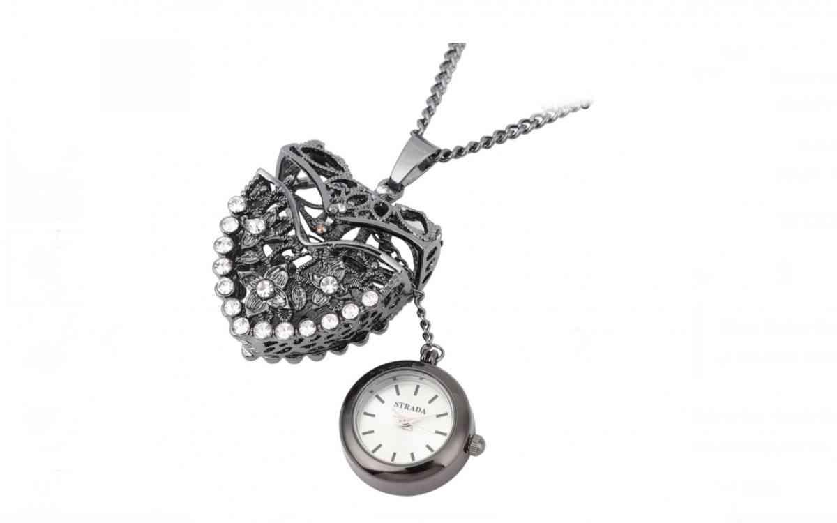 Unique STRADA pendant watch necklace in black silver, 30" - Myrtle Beach, South Carolina - FleaMarketBay