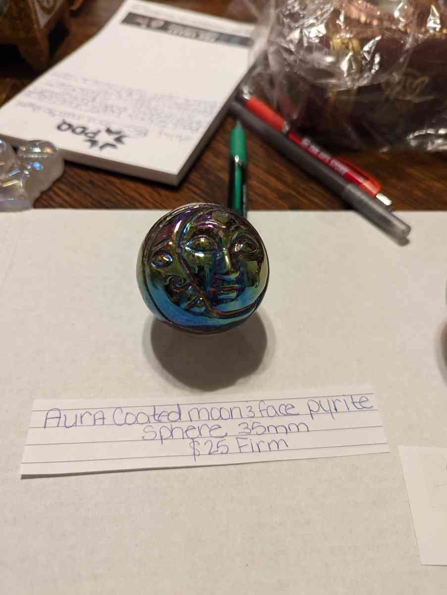 Aura coated moon & face sphere - Derwood, Maryland - FleaMarketBay