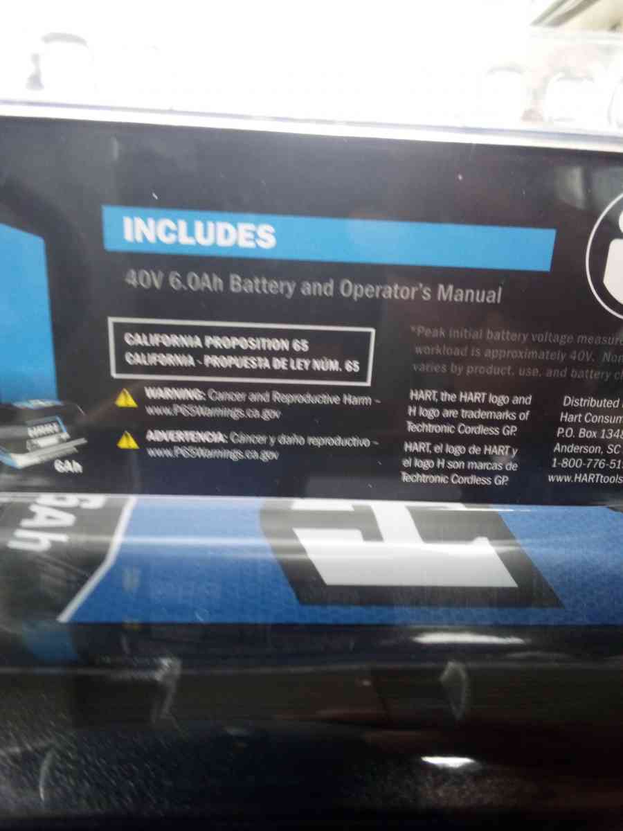 Hart 40v 6ah lithium ion battery - Lafayette, Louisiana - FleaMarketBay