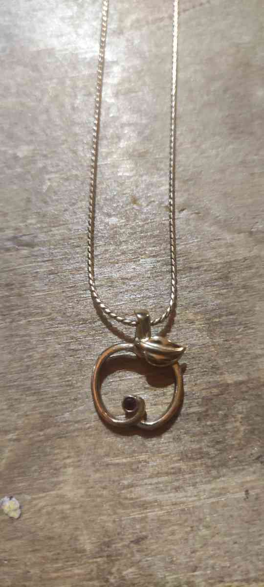 Tiny red crystal apple pendant on gold chain retails 106 - Piedmont, South Carolina - FleaMarketBay