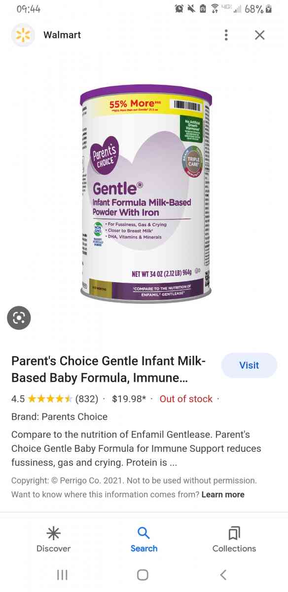5 unopened cans of Parents Choice Gentle formula - Greenville, Texas