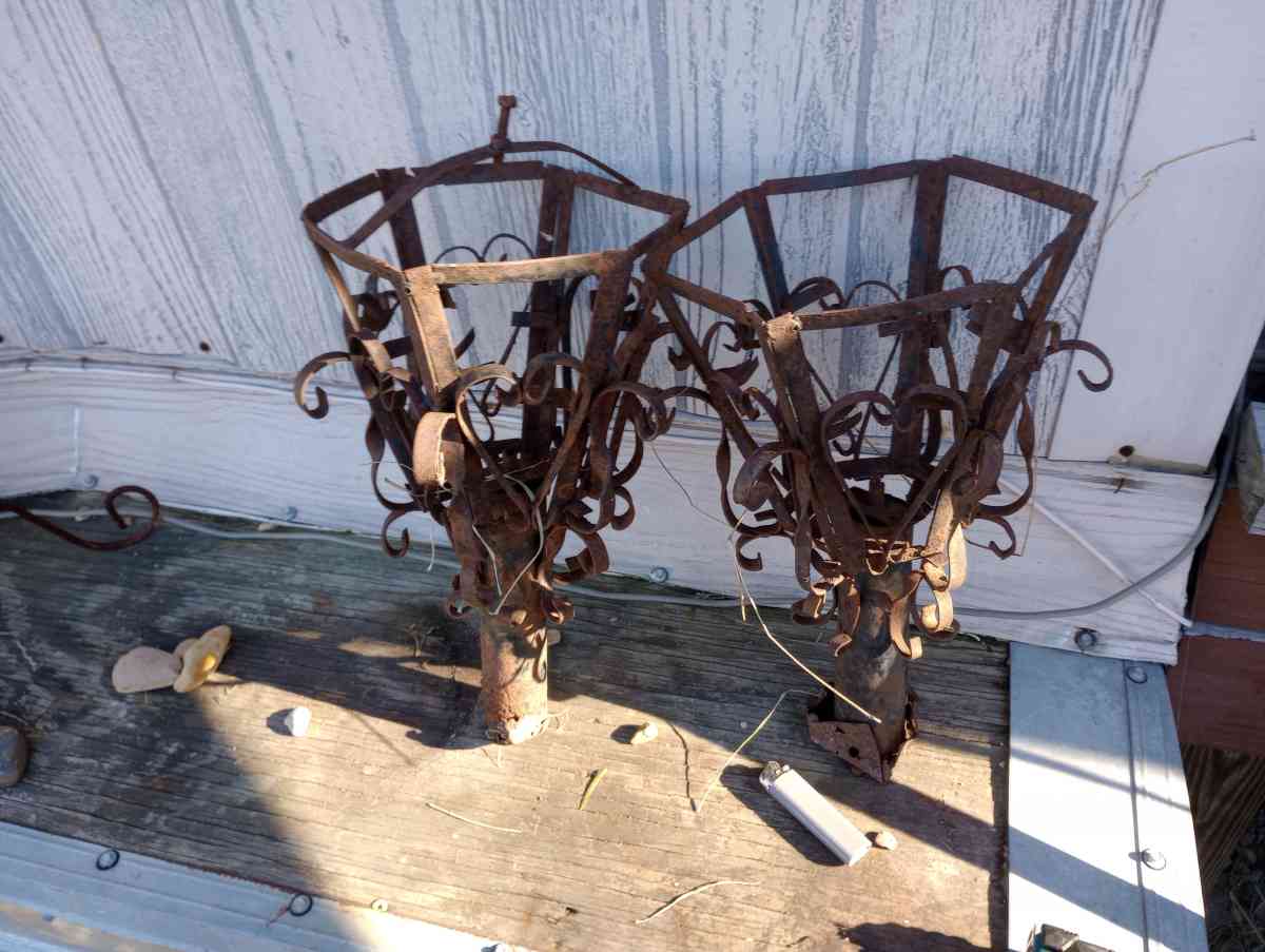 wrought iron outdoor light fixtures pair - Kaufman, Texas