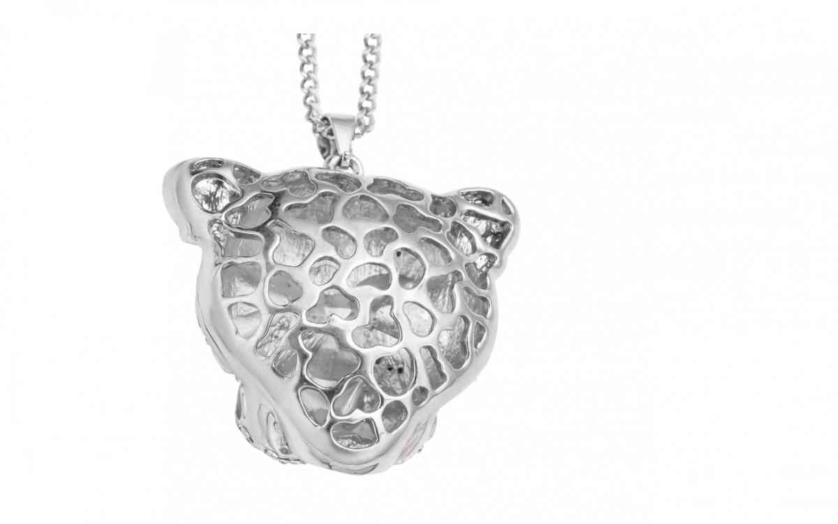 White crystal & black enamel Panther necklace - Myrtle Beach, South Carolina - FleaMarketBay