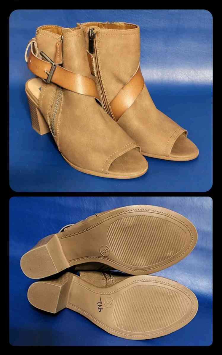 Peep Toe Ankle Strap High Heel Sandals Open Back Booties SZ