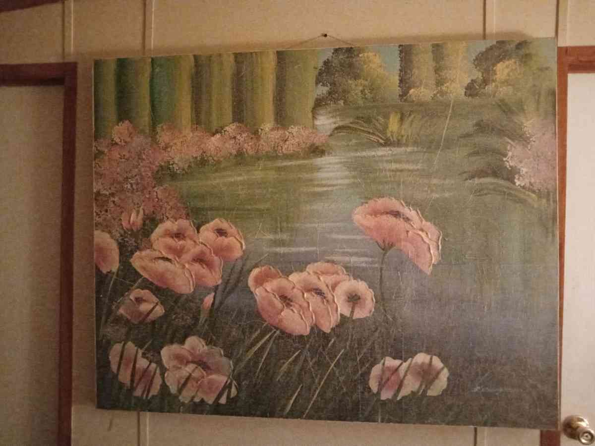 pink flowers by the Pond - Fountain Inn, South Carolina